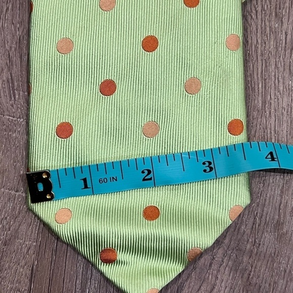 Brioni Green 100% Silk Made in Italy Thick Polka Dot 7 Fold Thick Textured Tie - Picture 11 of 12